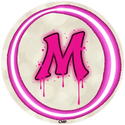Letter M Pink Vocal Graffiti Neón Spin Loop Sticker Cmpbycosart Sticker