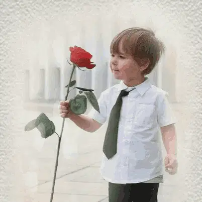 Young Boy Holding Rosas Rojas