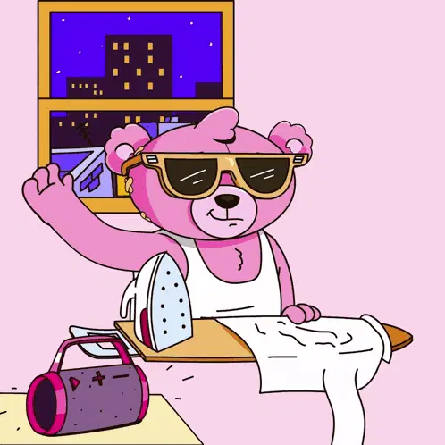 Pink Bear Says 'I'm Ready'