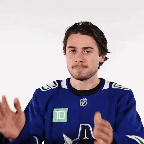 Quinn Hughes Claps for Vancouver Canucks