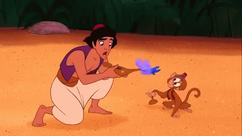 Aladdin Genie Appears from Lamp