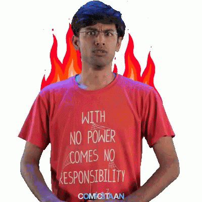 Angry Man in 'No Power No Responsibility' Shirt