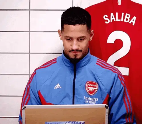 William Saliba's Reaction in Arsenal Locker Room