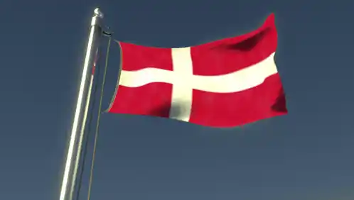 Denmark Flag Waving in the Wind