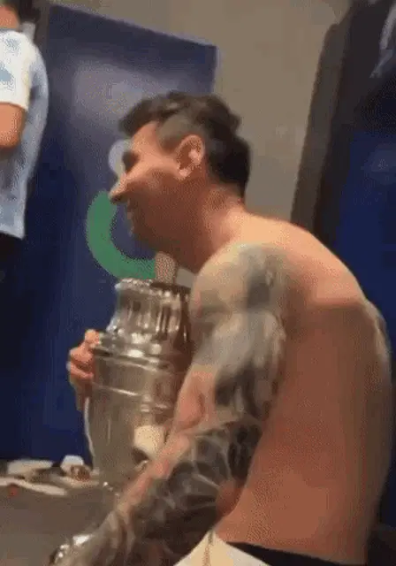 Messi with Copa America Trophy Celebration