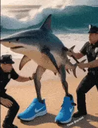 Italian Brainrot: Noo Polizia with Shark in Nikes – brainrot memes meme GIF free download no watermark 2026