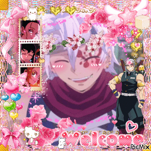 Smiling Tengen Uzui with Flower Crown