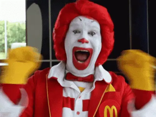 Ronald McDonald's Excited Reaction