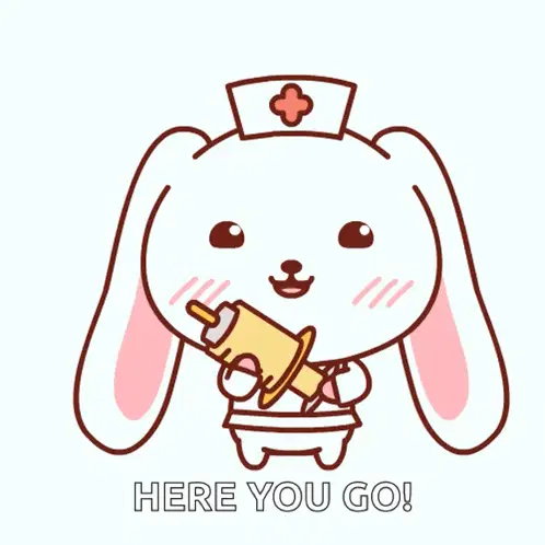 Cute Bunny Nurse with Syringe: Here You Go!