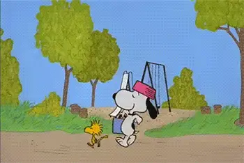 Snoopy and Woodstock Walking Together