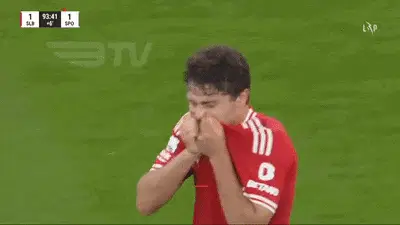 Joao Neves Covers His Nose During Match