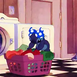 Stitch Playing in Laundry Basket