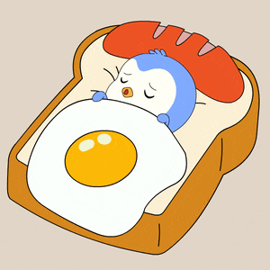 Cute Penguin Napping on Breakfast Toast