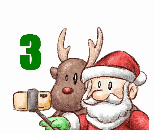 Merry Christmas Countdown with Santa & Reindeer Selfie