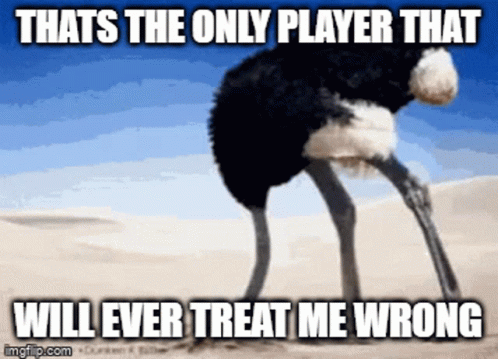 Ostrich Head In Sand: Only Player That Will Treat Me Wrong