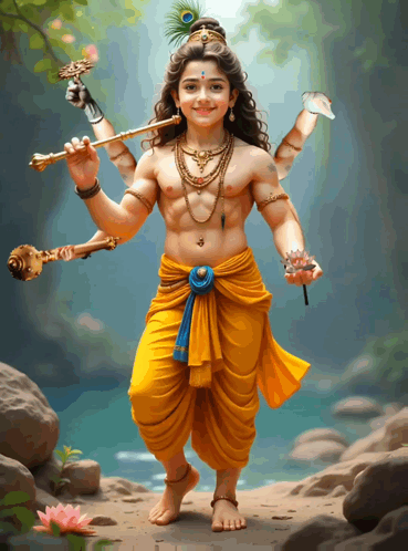 Happy Choti Diwali: Young Krishna with Flute