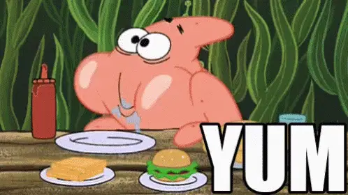 Patrick Star Enjoys a Delicious Meal – free GIF download