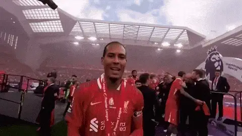 Virgil Van Dijk Celebrates Liverpool Win