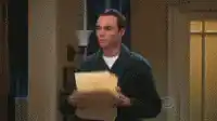 Sheldon Throws Papers in a Room