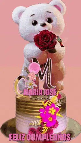 Feliz Cumpleaños Maria José: Oso y Pastel