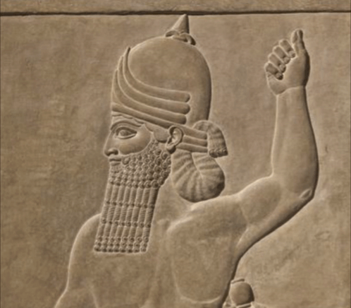 Ancient Assyrian Relief: Man with Spear & Dagger