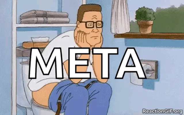 Hank Hill on Toilet with Meta Text