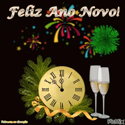 Feliz Ano Novo! Fogos e Champanhe
