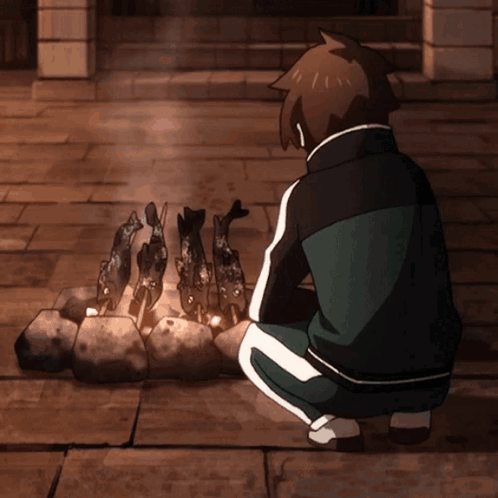 Kazuma Sato Thumbs Up by Campfire