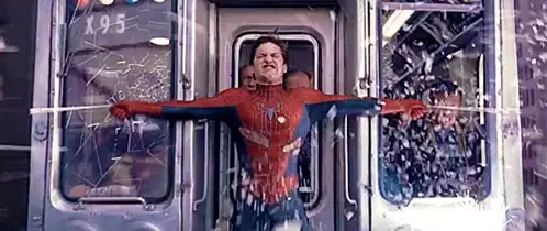 Tobey Maguire's Spider-Man Holds Subway Train