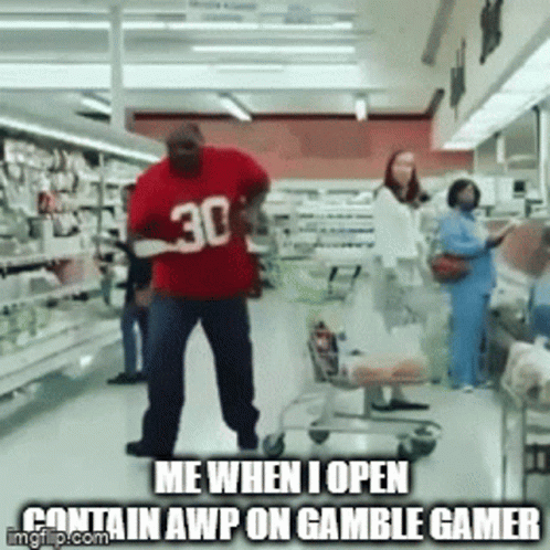 Nick Dulling Dancing in Supermarket - Gamble Gamer Meme