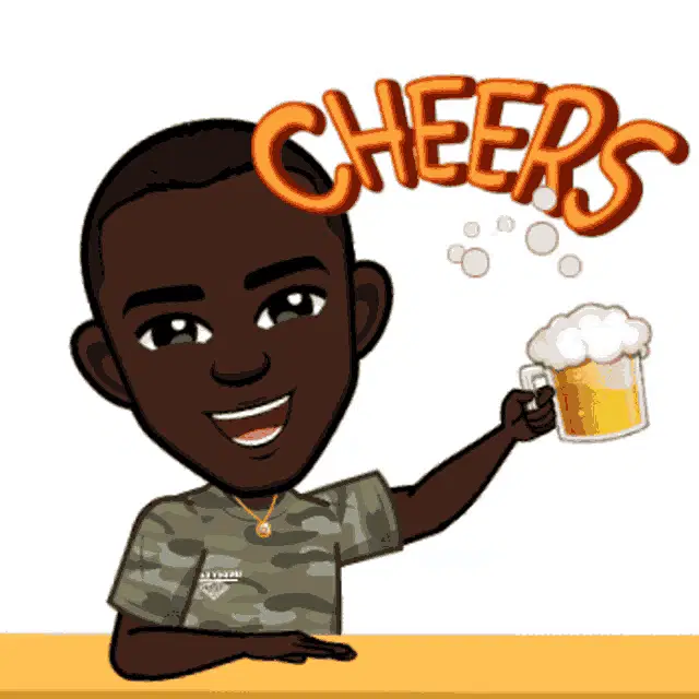 Militar Cheers: Cartoon Man with Beer