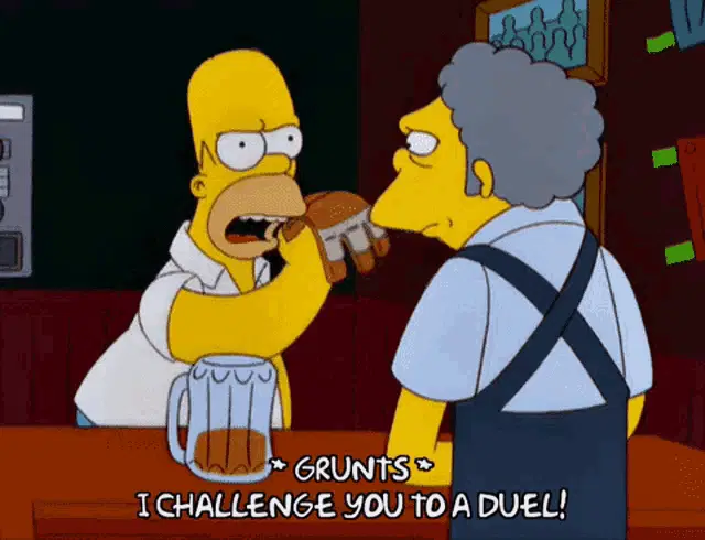 Homer Challenges Moe to a Duel