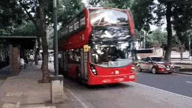 Red Double-Decker Metrobus in Mexico City
