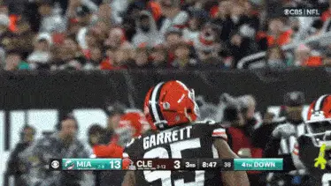 Myles Garrett on the Field for Cleveland Browns
