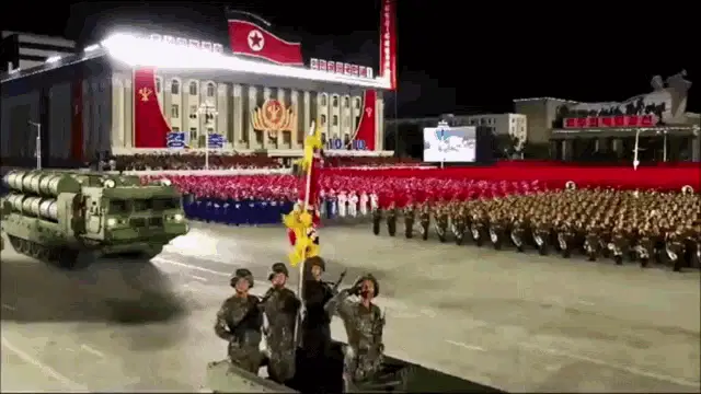 North Korea Military Parade at Night