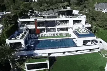 Luxury Modern Villa with Pool Aerial View