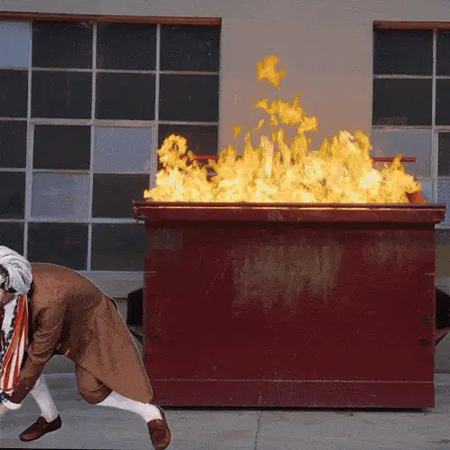 Benjammins Throws Facebook Logo into Burning Dumpster