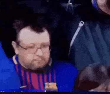 Sad Barcelona Fan at FC Barcelona Match