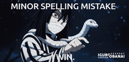Obanai Iguro from Demon Slayer: Minor Spelling Mistake