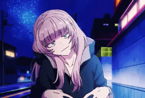 Nazuna Nanakusa from the anime 'Call of the Night' giving us a double peace sign