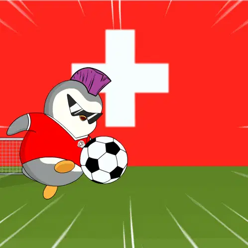 Swiss Penguin Kicks Soccer Ball – free GIF download | meme platform | memes GIF