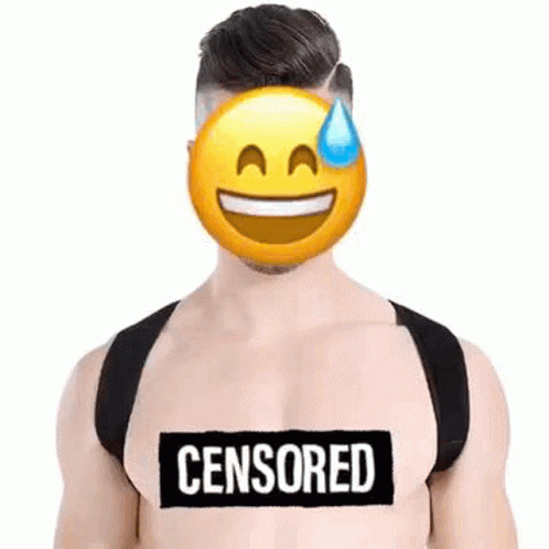 Man Wearing Posture Corrector with Emoji Face