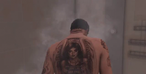 GTA Online Protagonist Showering with Tattoos
