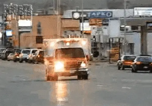 Ambulance Driving with Lights Flashing