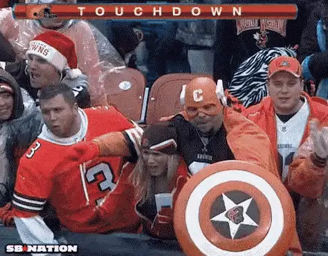 Captain Cleveland & Cheering Browns Fans