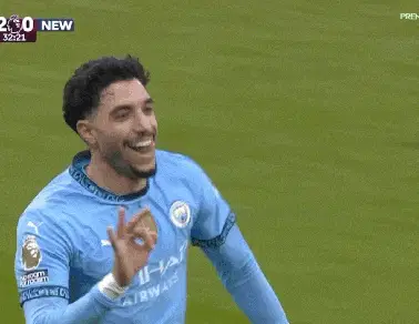 Omar Marmoush Celebrates Goal for Manchester City