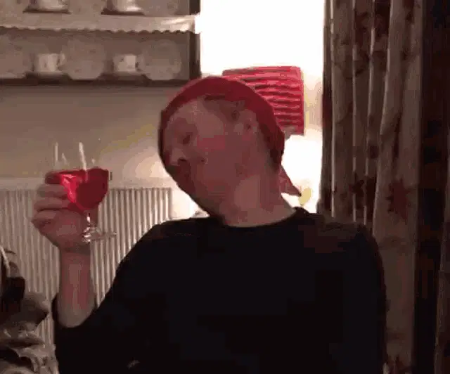 Maxy in Beret with Red Wine