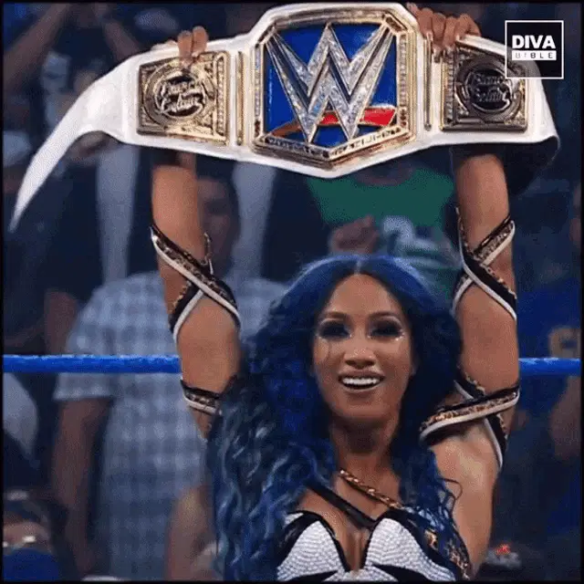 Sasha Banks Celebrates WWE Championship