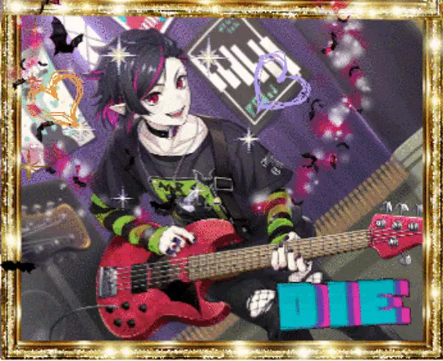 Lilia Vanrouge Plays Guitar with 'DIE' Text