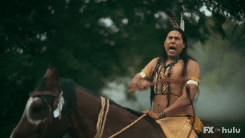 Indigenous Man's War Cry on Horseback